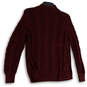 Mens Red Cable Knit Long Sleeve Turtleneck Side Slit Pullover Sweater Size Small image number 1