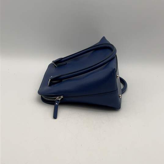 Womens Blue Leather Inner Pocket Bottom Stud Double Handle Shoulder Bag Purse image number 4