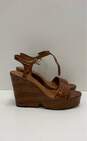 Vince Camuto Celvina Croc Embossed Brown Leather Wedge Heels Shoes Size 8 M image number 3