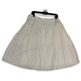 Womens White Pleated Elastic Waist Short Pull-On A-Line Skirt Size 12 alternative image