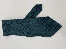 Mens Green Blue Geometric Silk Adjustable Pointed Necktie T-0550560-L