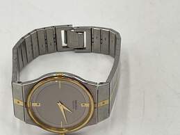 Mens Silver Gold Tone Stainless Steel Round Analog Quartz Wristwatch 54.5g