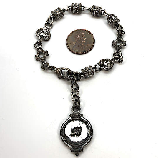 Designer Brighton Silver-Tone Reversible Initial Scrolled Chain Bracelet image number 1