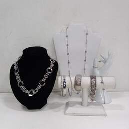 Bundle of Assorted Silver Tinted Fashion Jewelry