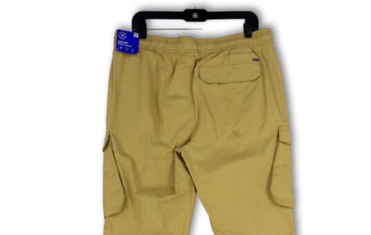 NWT Mens Tan Elastic Waist Pockets Drawstring Tapered Leg Jogger Pants Sz M image number 4