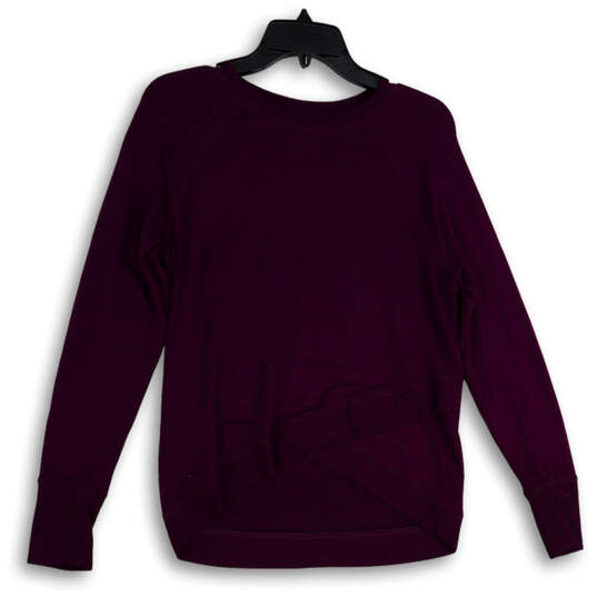 Womens Purple Knitted Round Neck Long Sleeve Pullover Sweater Size Small image number 1