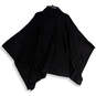 Womens Black Tight-Knit Mock Neck Pullover Poncho Sweater One Size image number 2
