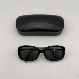 Womens 8278 50028G Asian Fit Black Full Rim Rectangle Sunglasses W/ Case