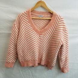 FRNCH Paris Women's Pink Striped Soft Acrylic Sweater Size S