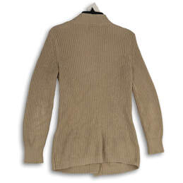 Womens Tan Knitted Long Sleeve Button Front Cardigan Sweater Size S alternative image