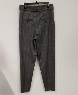 NWT Womens Gray Plaid Wool Flat Front High Rise Belted Dress Pants Size 34 alternative image