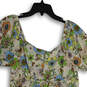 NWT Womens White Floral V-Neck Puff Sleeve A-Line Dress Size Large image number 4