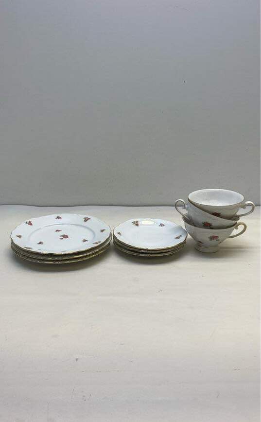 3 Bavaria West Germany Elfenbein Rose Patten Tea Cup Saucer Plate Set image number 1