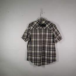 Mens Plaid Short Sleeve Flap Pockets Collared Button-Up Shirt Size Large alternative image