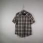 Mens Plaid Short Sleeve Flap Pockets Collared Button-Up Shirt Size Large image number 2