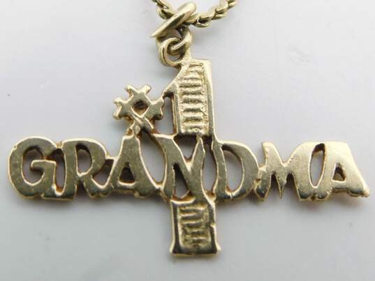 14K Yellow Gold #1 Grandma Pendant Necklace 3.4g image number 2