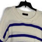 Womens White Blue Striped Crew Neck Knitted Pullover Sweater Size 22/24 image number 1