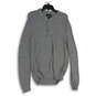 Mens Gray Heather Ribbed Cuff Long Sleeve Henley Sweater Size Small image number 1