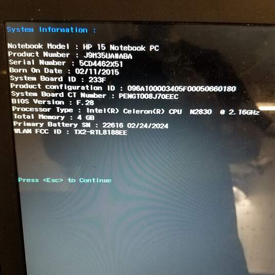 HP Notebook 15 in Intel Celeron N2830@2.16GHz CPU 4GB RAM & HDD image number 8