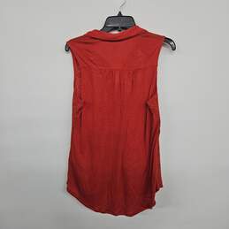 Red Button Down Collared Sleeveless Blouse alternative image