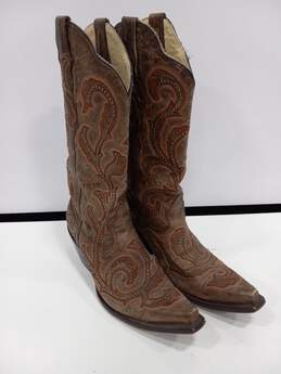 Coral Women's Studded Brown Cowboy Boots Size 9M