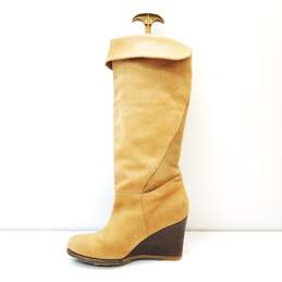 UGG 3196 Ravenna Tan Leather Wedge Tall Knee Fold Over Boots Size 9.5 alternative image