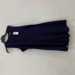 NWT Suzanne Betro Womens Navy Blue V-Neck Sleeveless Back Zip A-Line Dress Sz 2X