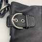 Womens Black Leather Buckle Logo Charm Adjustable Strap Shoulder Bag image number 7