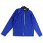 Womens Blue Mock Neck Long Sleeve Pocket Full-Zip Fleece Jacket Size Large image number 1