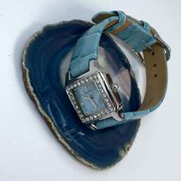 Designer Fossil ES-9841 Blue Leather Strap Rhinestone Analog Quartz Wristwatch alternative image