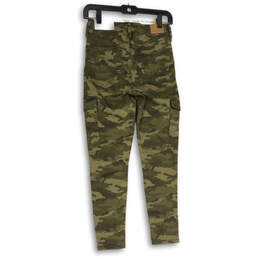 Womens Green Camouflage Flat Front Skinny Leg Cargo Pants Size 4 alternative image