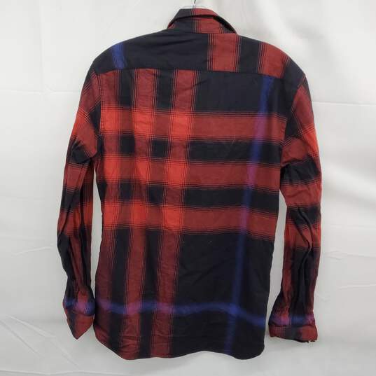 Burberry Men's Strenton Slim Fit Red Plaid Long Sleeve Shirt Size Small AUTHENTICATED image number 3
