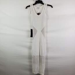 Bebe Women White Pointelle Sweater Midi Dress S NWT