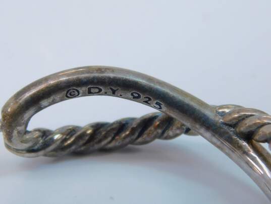 David Yurman 925 Twisted Rope Cable & Smooth Crossover Loop Semi Hoop Post Earrings 15.8g image number 5