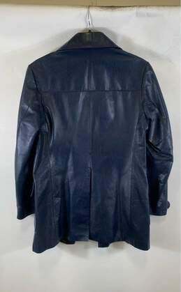 Vintage Philippe Monet Mens Blue Pockets Long Sleeve Leather Jacket Size 36 alternative image