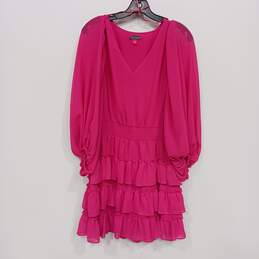 Vince Camuto Pink Long Sleeve Tiered Dress Women's Size L