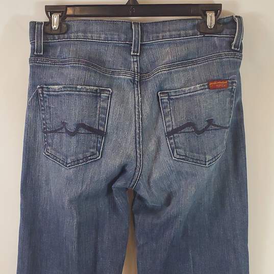 7 For All Mankind Women Flared Blue Jeans Sz 26 image number 5