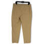 NWT Womens Tan Flat Front Elastic Waist Tapered Leg Ankle Pants Size 14 image number 2