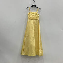 Womens Yellow Ruched Sleeveless Square Neck Zip Bridesmaid Maxi Dress Sz 16 alternative image