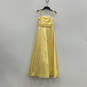 Womens Yellow Ruched Sleeveless Square Neck Zip Bridesmaid Maxi Dress Sz 16 image number 2