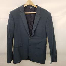 Burberry London Grey Blue Viscose Blazer Coat Men's Size 52R
