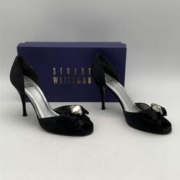 NIB Womens Black Peep Toe Slip-On Stiletto D'Orsay Heels Size 9 M alternative image