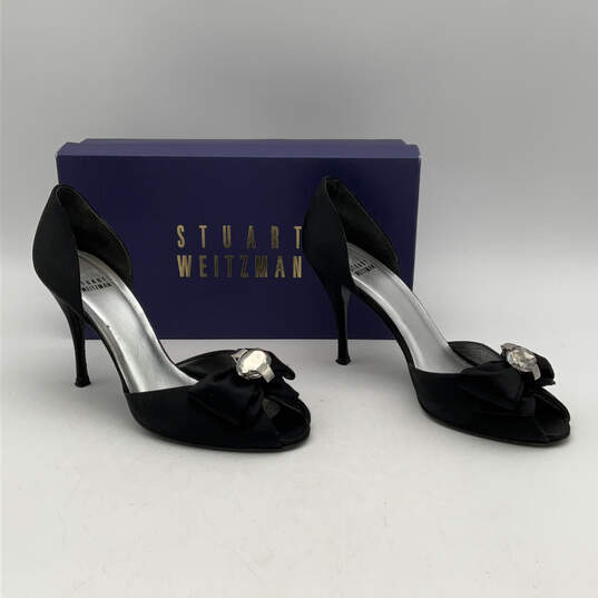 NIB Womens Black Peep Toe Slip-On Stiletto D'Orsay Heels Size 9 M image number 2