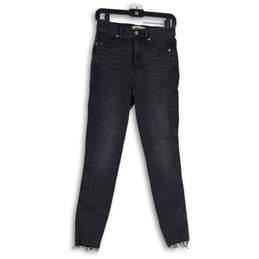 NWT Womens Black Denim High Rise Dark Wash Skinny Leg Cropped Jeans Size 26T
