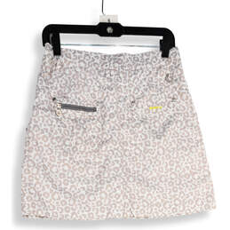 Womens White Tan Leopard Print Slash Pocket Short A-Line Skirt Size 4 alternative image