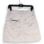 Womens White Tan Leopard Print Slash Pocket Short A-Line Skirt Size 4 image number 2