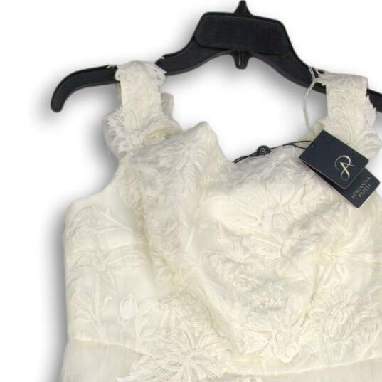 NWT Adrianna Papell Womens White Floral Lace Embroidered Mini Dress Size 12 image number 3