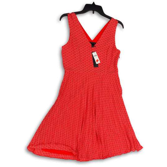 NWT Womens Red White Geometric Sleeveless Knee Length A-Line Dress Size 4 image number 1