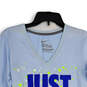 Womens Blue Long Sleeve V-Neck Slim Fit Pullover T-Shirt Size Medium image number 2