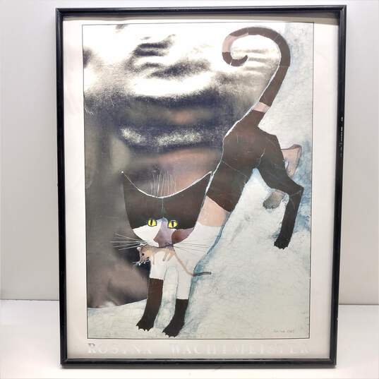 Rosina Wachtmeister - Cat Hunting Mouse Illustration - IVANO IL TERRIBLE -  Vintage Poster in Frame Silver Embossed image number 1